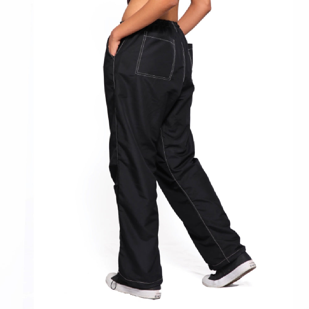 Black Low Rise Parachute Trousers
