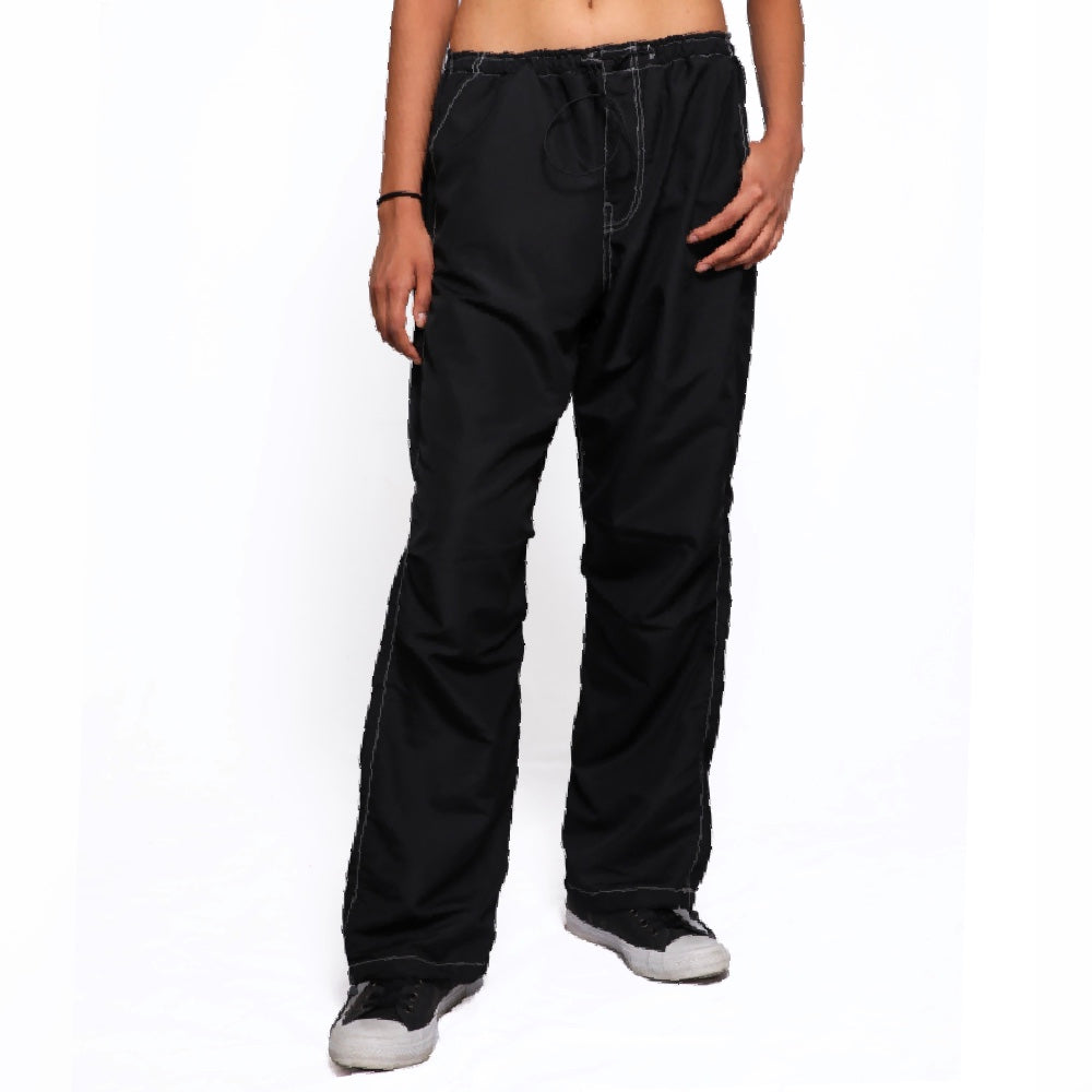 Black Low Rise Parachute Trousers