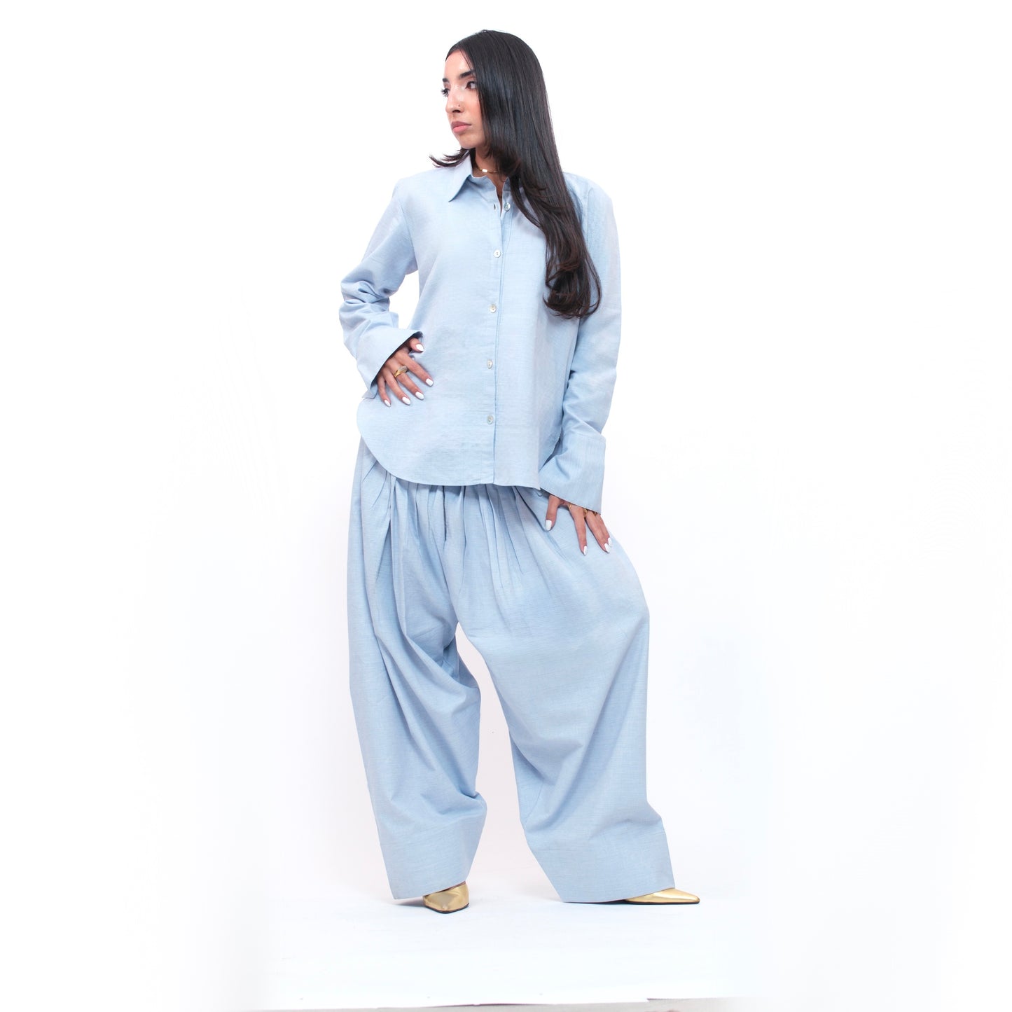 Denim Effect Farshi Trouser