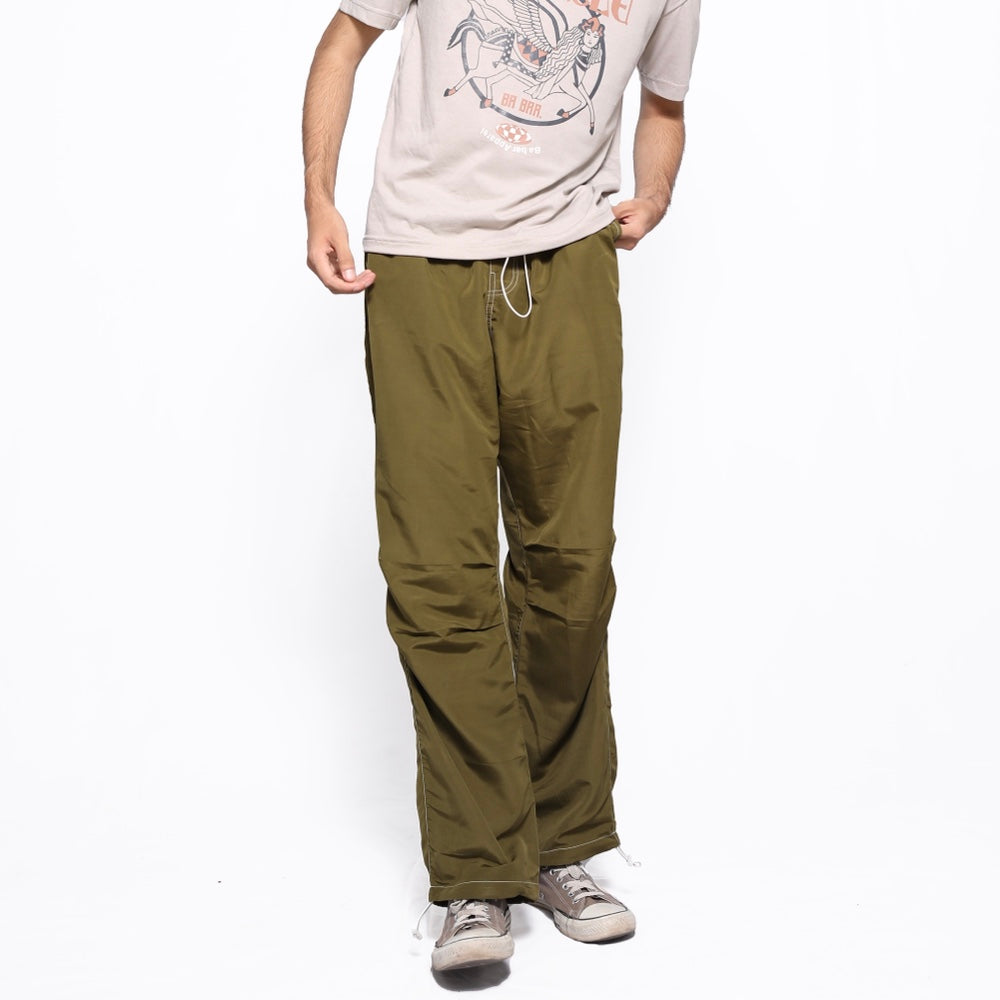 Olive Low Rise Parachute Trousers
