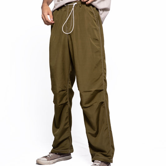 Olive Low Rise Parachute Trousers