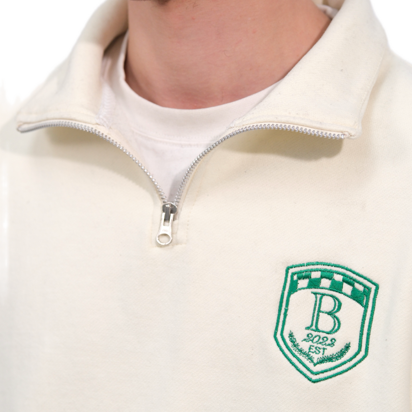 Cream Unisex Quarter zipper