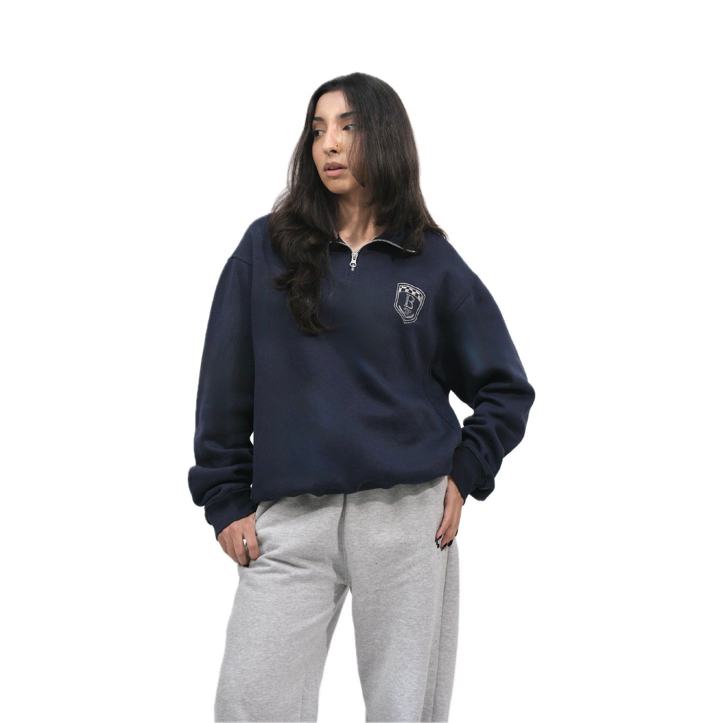 Blue Unisex Quarter zipper