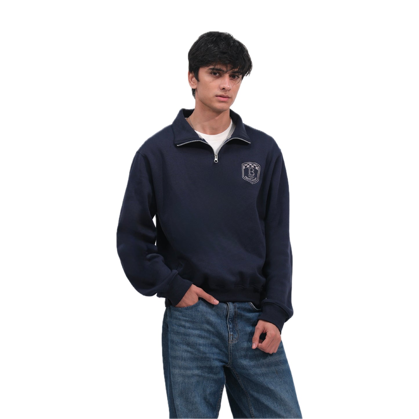 Blue Unisex Quarter zipper