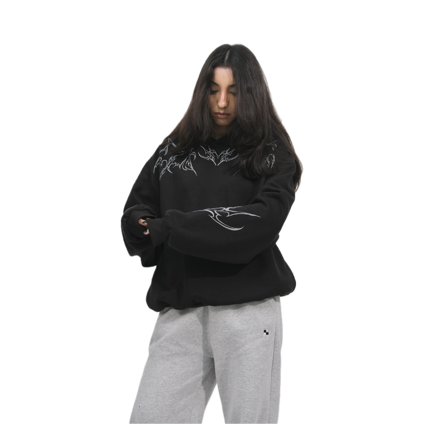 Black Tattoo Unisex Baggy Hoodie
