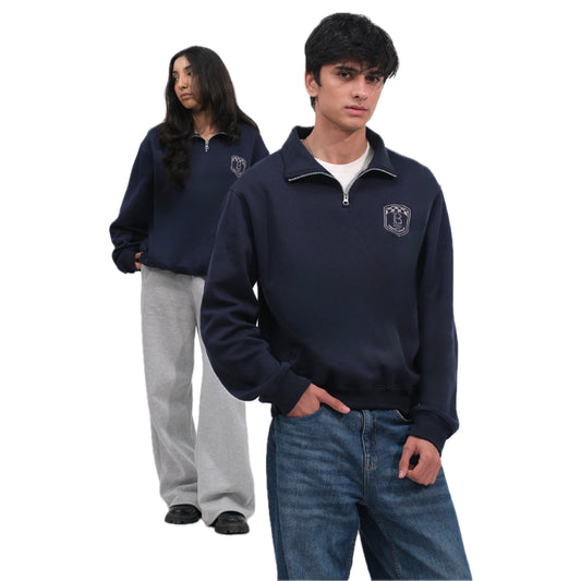 Blue Unisex Quarter zipper