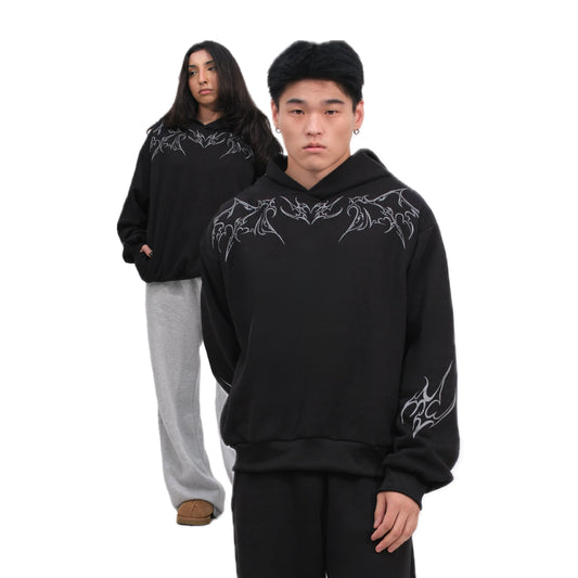 Black Tattoo Unisex Baggy Hoodie