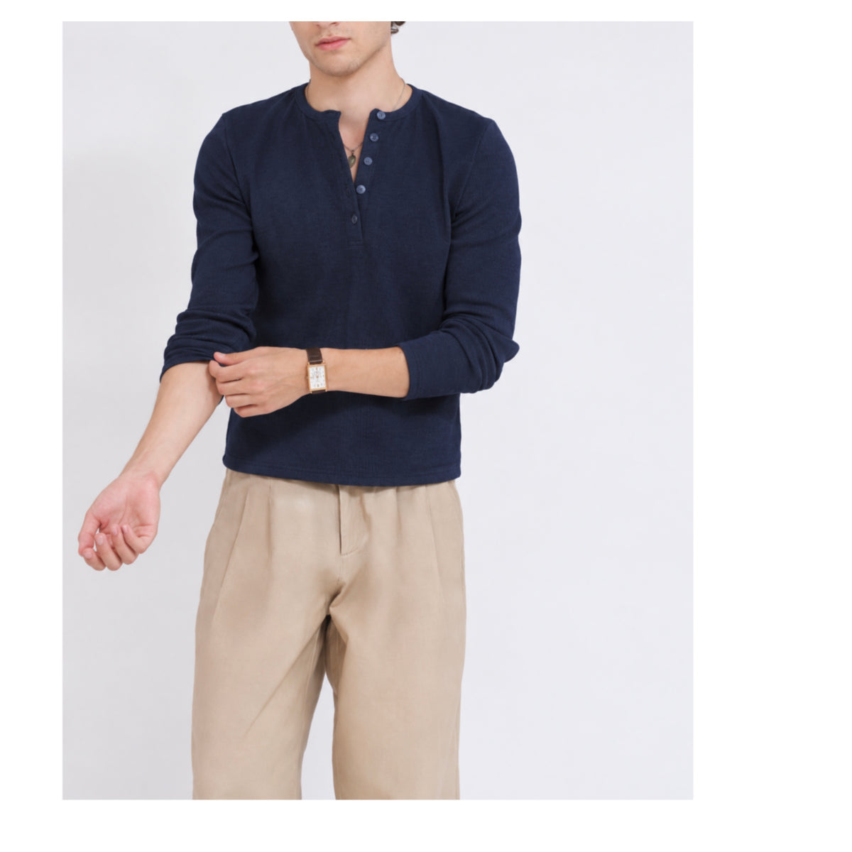 Fall Unisex Navy Henley