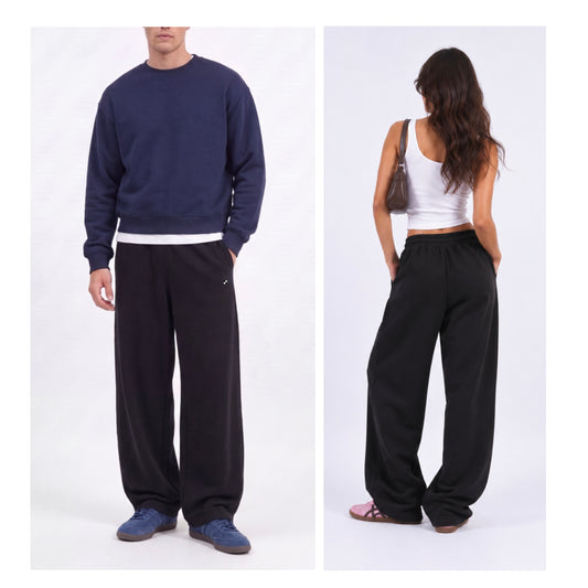 Deep Black Wide Unisex Sweatpants