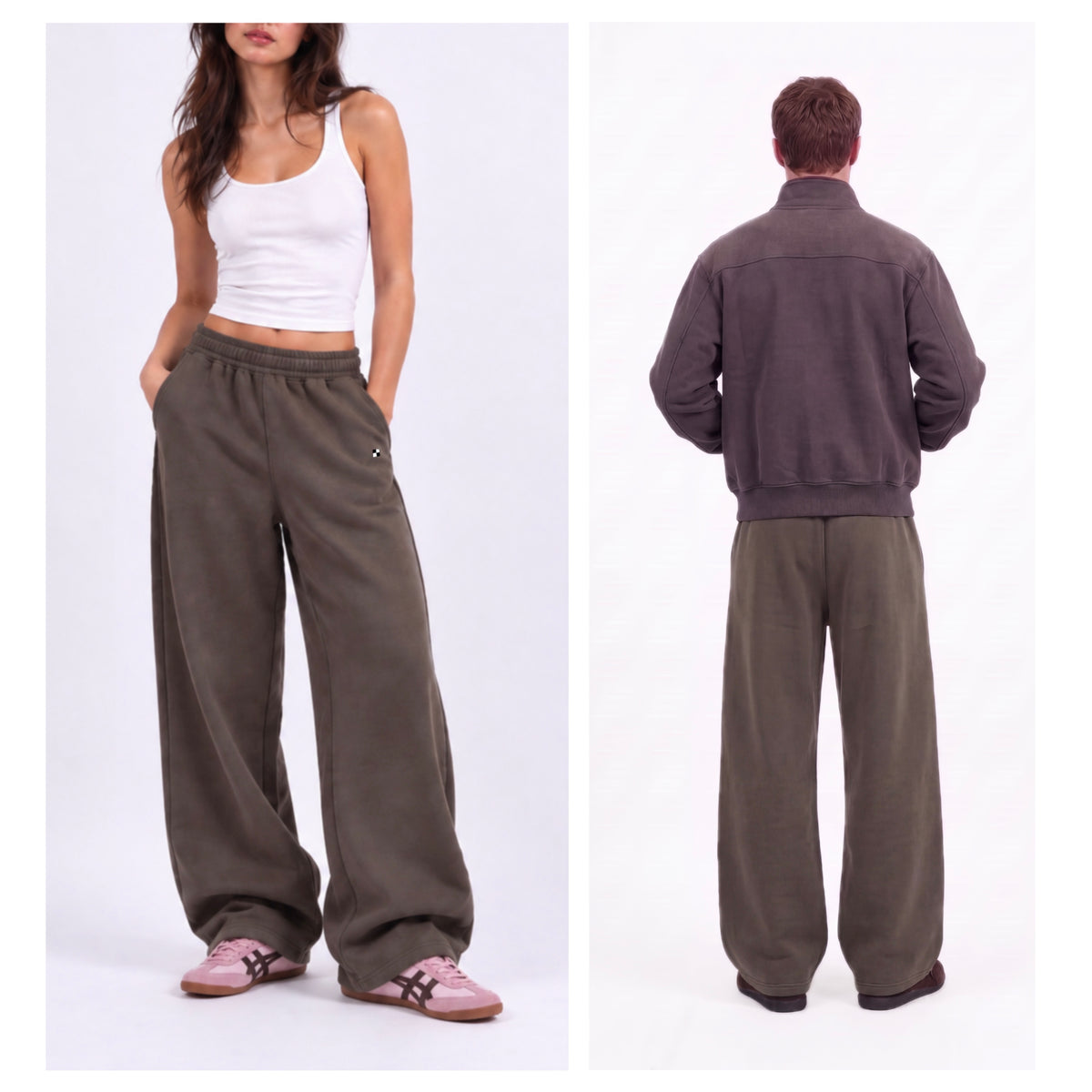 Tate Olive Wide Unisex Sweatpants