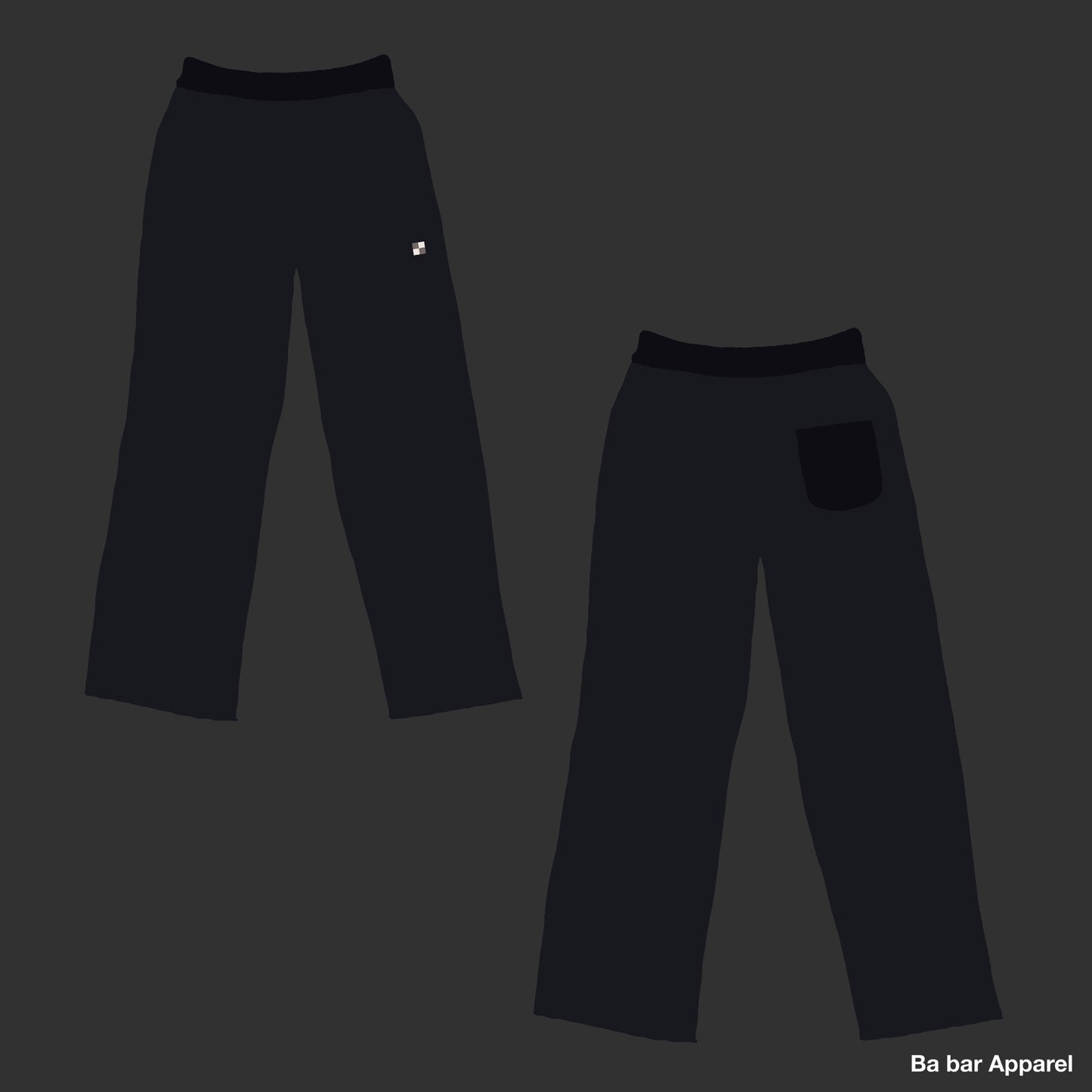 Unisex Black Straight Sweatpants